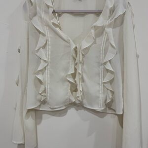Chic Cream Ruffle Blouse
